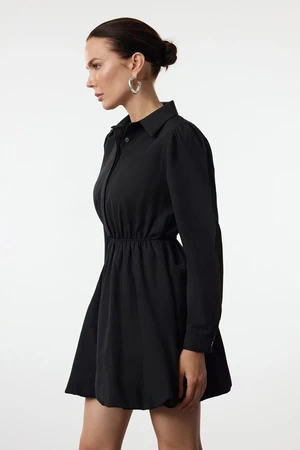 Trendyol Black Balloon Skirt Shirt Collar Mini Woven Dress