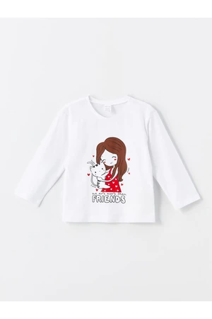 LC Waikiki Crew Neck Long Sleeve Printed Baby Girl T-Shirt