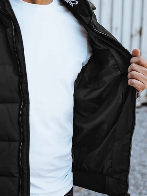 Men's winter quilted jacket with hood black Dstreet