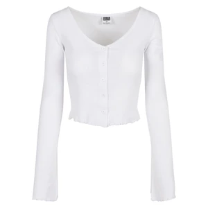 Women's sweater with cropped ribs in white