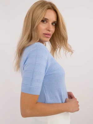 Light blue classic short sleeve sweater