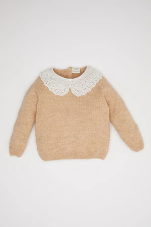 DEFACTO Baby Girl Beige Large Lace Look Collar Knitwear Sweater