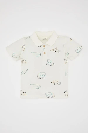 DEFACTO Baby Boy Animal Patterned Pique Short Sleeve Polo T-Shirt