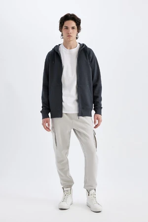 DEFACTO Regular Fit Cargo Pocket Drawstring Waist Elastic Leg Basic Plain Jogger Sweatpants