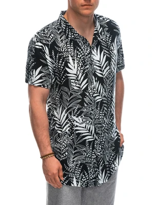 Ombre Men's viscose patterned short sleeve shirt OM-SHPS-0113