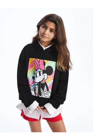 LC Waikiki Minnie Mouse Printed Long Sleeve Girls' Hoodie