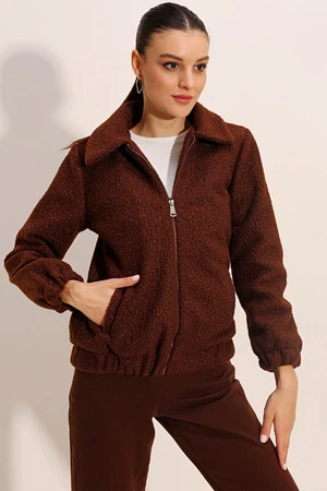 Bigdart 5175 Oversize Boucle Jacket - Brown