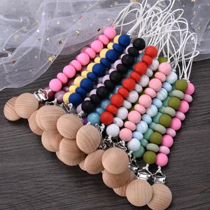 New Pacifier Clips Chain Silicone Beads Dummy Clip Holder Soother Chains Baby Teething Toys Chew Gifts BPA Free