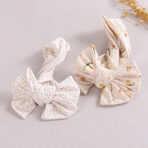 Baby Headband Big Bows Turban Girl Cotton Hair Band Floral Printing Headbands For Children Infants Winter Headdress Headwrap