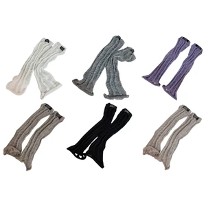 Womens Hollow Out Solid Leg Warmers Long Socks Knitted Leggings Winter Socks