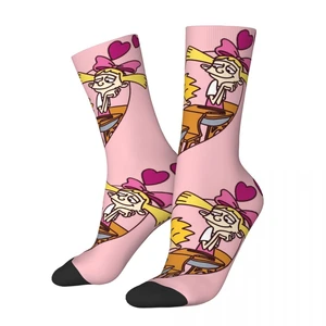 Happy Funny Female Male Socks Hey Arnold! Accessories Super Soft Helga Pataki Heart Graphic Socks All Season