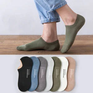 LKWDer 3 Pairs Summer Socks Mens No Show Pure Cotton Middle Tube Cotton Boat Socks Men's Sweat-absorbent Short Tube Calcetines