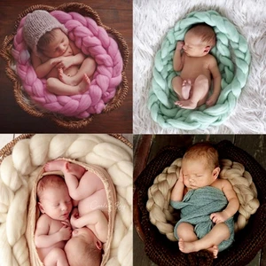 Newborn Photography Props Blanket Hand-woven Twist Braid Blanket Filler Backdrop Bebe Wool Studio Accessories Baby Photo Shoots