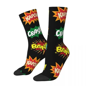 Comic Book Lover Fight Scene Noises Sounds Comic Books Onomatopoeia Men Women Socks Outdoor Novelty Autumn Winter Stockings Gift