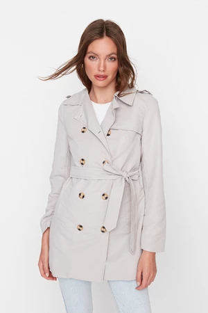 Trendyol With Stone Belt, Button Close Fit, Fit Trench Coat