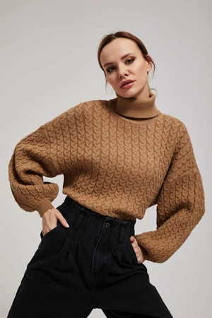 Turtleneck sweater with puff sleeves