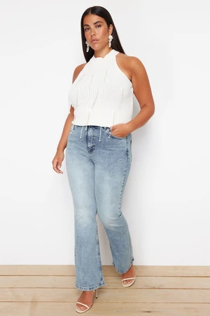 Trendyol Curve Blue High Waist Flare Fit Plus Size Jeans