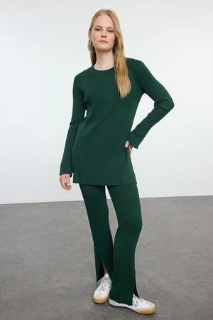 Trendyol Emerald Green Slit Knitwear Bottom-Top Set