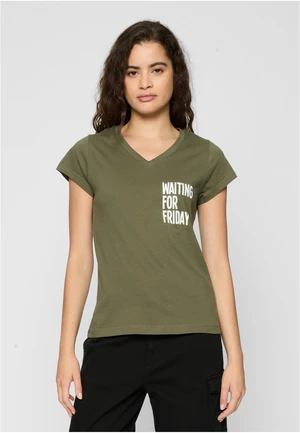 Ladies Waiting For Friday Box Olive Tee