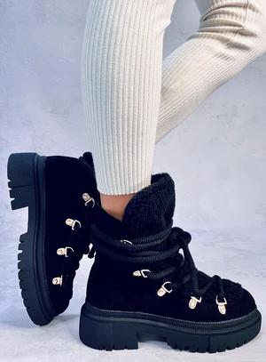 Schneestiefel mit Kunstfell Schwarz