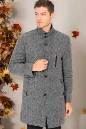 PLT8386 DEWBERRY MEN'S COAT-DIAGONAL LIGHT BLACK-GREY