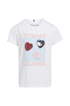 Dětské bavlněné tričko Tommy Hilfiger bílá barva