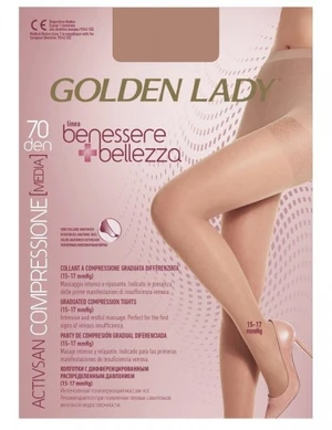 Golden Lady Benessere Bellezza Compressione Media 70 den Punčochové kalhoty 5-XL playa/odstín béžové