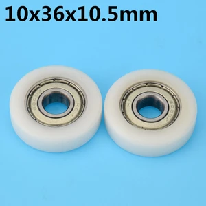 1Pcs 10x36x10.5 mm Nylon Plastic Wheel With Bearings Flat miniature pulley POM Hard bearing Machinery Parts