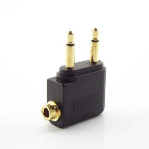 3.5mm Airline Air Plane Headphone Airplane Mono Audio Converter Travel Jack Plug Splitter Adapter Gold Nickel Plated