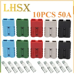 10Pcs For Anderson Plug Connector 50A 6awg Caravan Trailer Solar Truck For Anderson Forklift Battery Connectors Kit Power Tool