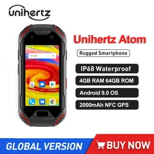 Unihertz Atom 4G Rugged Waterproof Smartphone Android 9.0 Octa Core 4GB RAM 64GB ROM 2.45 Inch unlocked Mobile Phone 2000mAh NFC