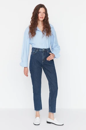 Trendyol Sötétkék Magas derekú Mom Jeans