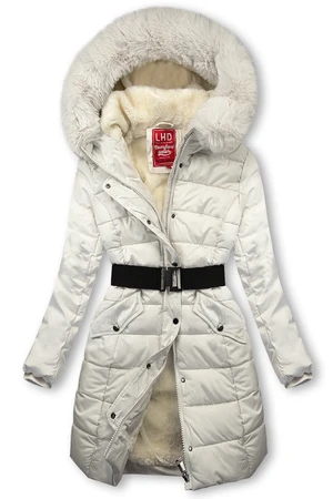 Winterjacke mit Gürtel Ecru