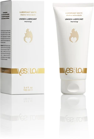 YESforLOV Hřejivý lubrikační gel (Unisex Lubricant Warning) 100 ml