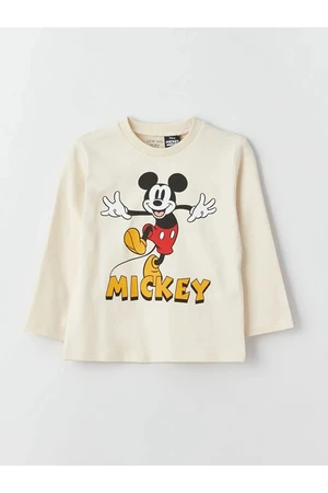 LC Waikiki LCW Baby Crew Neck Long Sleeve Mickey Mouse Printed Baby Boy T-Shirt