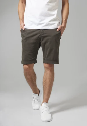 Stretch Turnup Chino Shorts Dark Olive