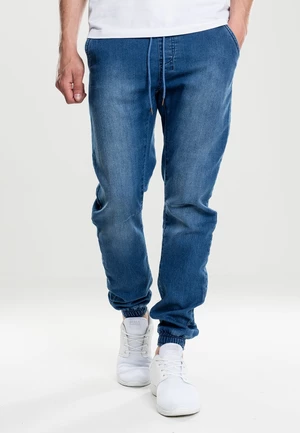 Knitted Denim Pants Jogpants Blue Washed