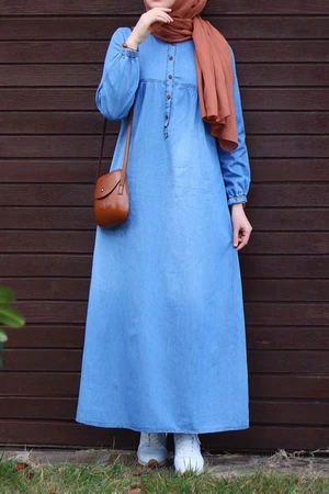 InStyle Women's Blue Robe and Placket Denim Dress