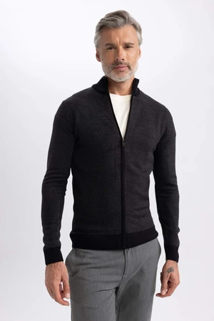 DEFACTO Standard Fit Half Turtleneck Knitwear Cardigan