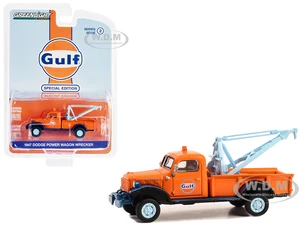 1947 Dodge Power Wagon Wrecker Tow Truck Orange "Gulf Oil Special Edition" Series 2 1/64 Diecast Model Car by Greenlight