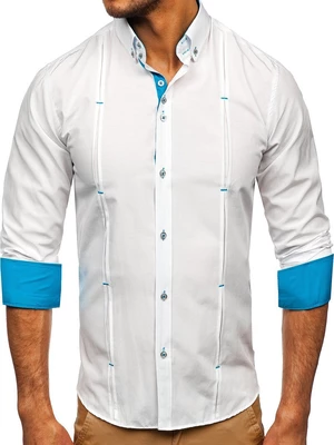 Bílá pánská košile s dlouhým rukávem Bolf 20725