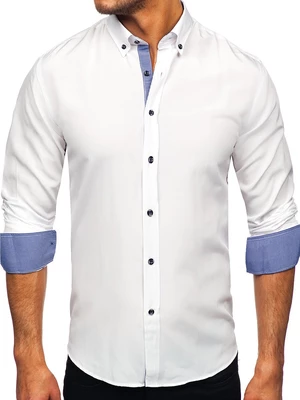 Bílá pánská košile s dlouhým rukávem Bolf 20719