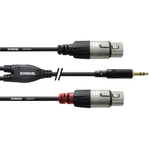 Cordial  audio káblový adaptér [1x jack zástrčka 3,5 mm - 2x XLR zásuvka] 1.80 m čierna