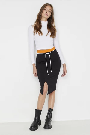 Trendyol Black Midi Bodycon Knitted Skirt