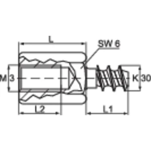 TOOLCRAFT 59006988 DIBLZ AK 30X7/IM3/10 dištančné čap  M3 M3 mosaz  1 ks