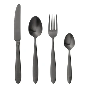 4-dielna súprava príborov v čiernej farbe Bloomingville Cutlery Eleganza