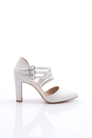 DGN 318 Women's Thick Heeled Ankle Strap Heeled Shoes