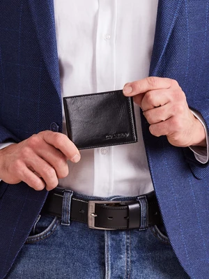 Men´s black leather horizontal wallet