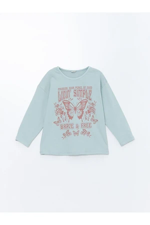 LC Waikiki LCW Crew Neck Printed Long Sleeve Girls' T-Shirt