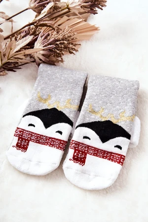 Christmas Socks Penguin Grey